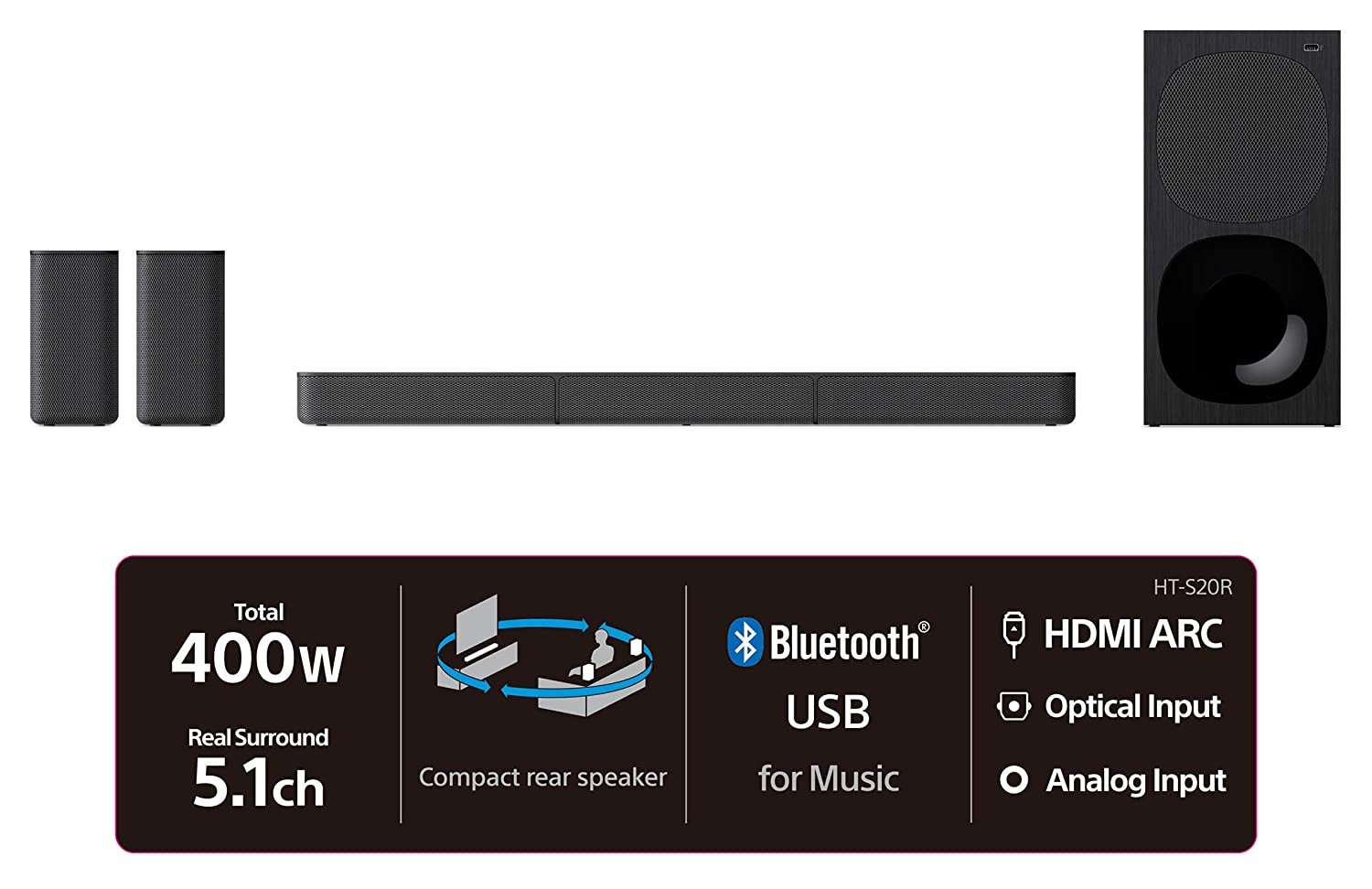 Teatro en casa Sony Bluetooth Barra de sonido HT-S20R